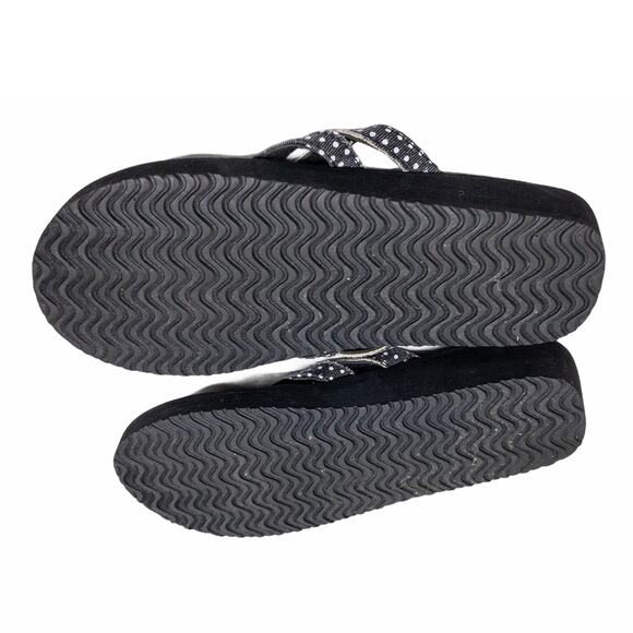 New Women's Muk Luks Sandals Black Polka Dot Halley Flip Flops 7 - Picture 5 of 6